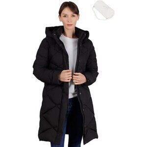 Women's Winter Hooded Warm Packable Down Jacket Thickened Long Down Puffer Coat